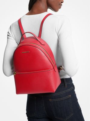 Michael kors red outlet leather backpack