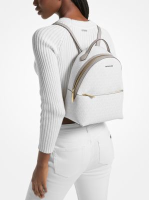 Michael Kors Adina Medium Pebbled Leather Backpack (Optic White)