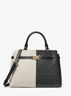 Michael Kors Reed Small Logo and Leather Crossbody Bag (black/gold