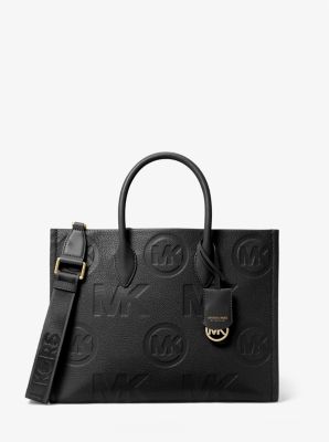 Mirella Small Logo Embossed Pebbled Leather Crossbody Bag