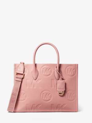 Mirella Medium Logo Embossed Pebbled Leather Tote Bag | Michael