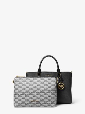 Michael Kors Bags | Michael Kors Charlotte Large Top Zip Tote Bag | Color: Black/Gold | Size: Os | Shopmyclothesss's Closet