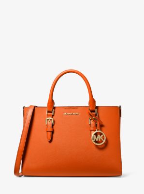 Michael Kors Charlotte Large Leather 3-in-1 Tote Shoulder Handbag - Poppy  Orange