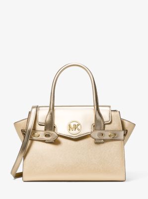 Carmen Medium Metallic Faux Leather Belted Satchel