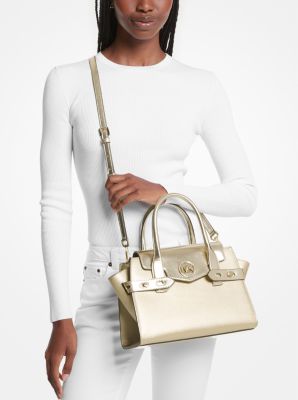 Michael Kors Carmen Medium Faux Leather Belted Satchel – shopmixusa