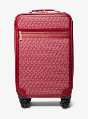 Michael Kors Jet Set Travel Small Signature Logo Suitcase In Red