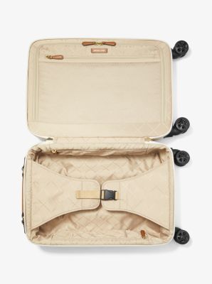 Small Two-Tone Faux Saffiano Leather Suitcase