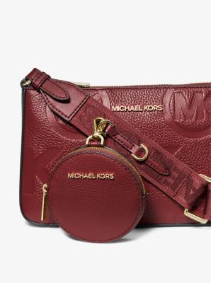 MICHAEL KORS JET SET SMALL MK Logo Shoulder Bag Coin Ear Pod Pouch In BROWN  PINK