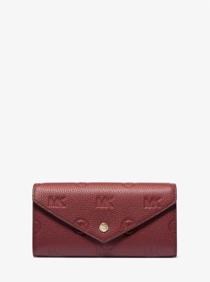 Red logo-embossed Large Zip Wallet