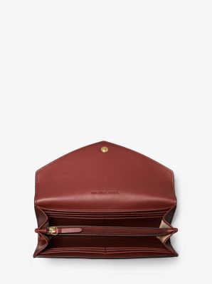 Jet Set Travel Large Logo Embossed Leather Envelope Wallet - Dark Cherry