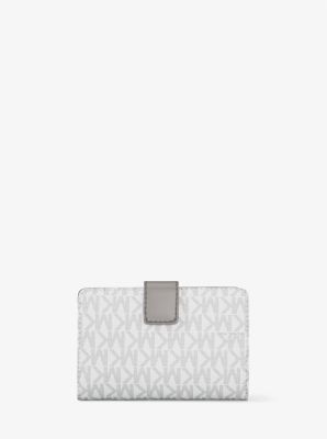 Portefeuille à deux volets Jet Set de taille moyenne à logo Signature