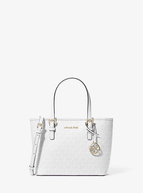 Michael Kors Jet Set Travel Extra-small Logo Top-zip Tote Bag In White