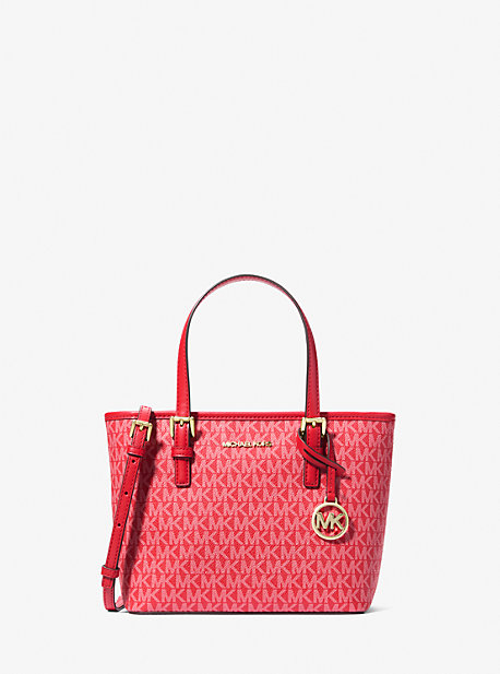 Michael Kors Jet Set Travel Extra-small Logo Top-zip Tote Bag In Red
