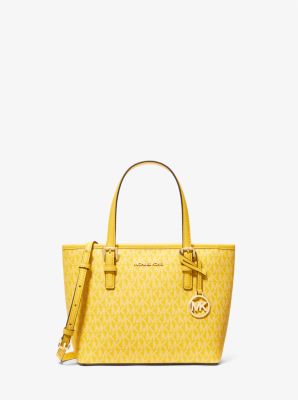 Shop Michael Kors Jet Set Travel Extra-small Logo Top-zip Tote Bag In Yellow