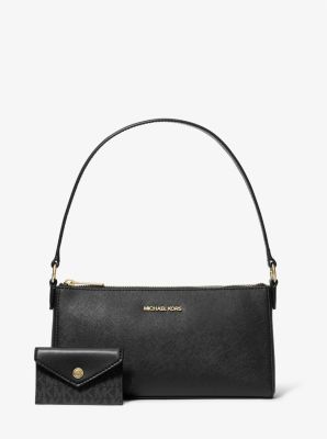 Vincent Medium Saffiano Leather Pochette with Signature Logo Card Case