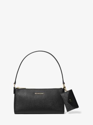 Vincent Medium Saffiano Leather Pochette with Signature Logo Card Case