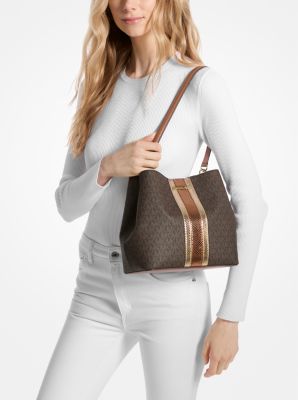 Pratt Medium Signature Logo and Metallic Shoulder Bag image number 2