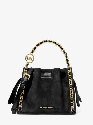 Mina Small Suede Logo Chain Crossbody Bag image number 0