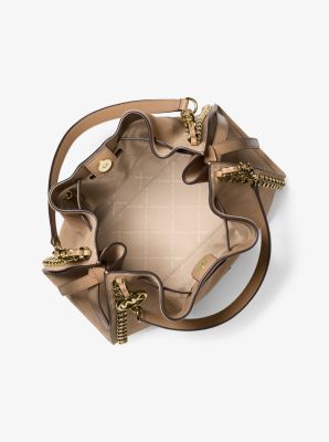 Mina Large Suede Chain Shoulder Bag in CAMEL | Michael Kors [US]