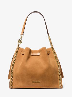 Mina Large Suede Chain Shoulder Bag Michael Kors