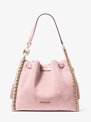 Mina Large Suede Chain Shoulder Bag in POWDER BLUSH | Michael Kors