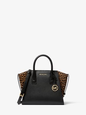 Avril Small Leather and Cheetah Print Calf Hair Satchel image number 0