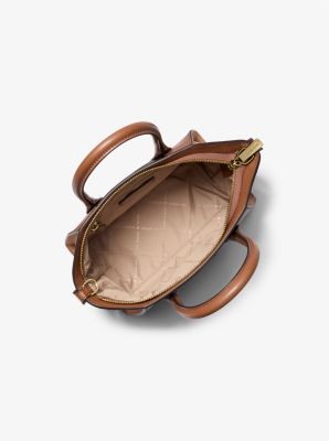 Avril Small Pebbled Leather Satchel in LUGGAGE | Michael Kors