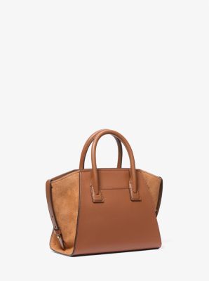 Thumbnail - MK Henkeltasche Avril Small Aus Gekrispeltem Leder - Braun - Michael Kors