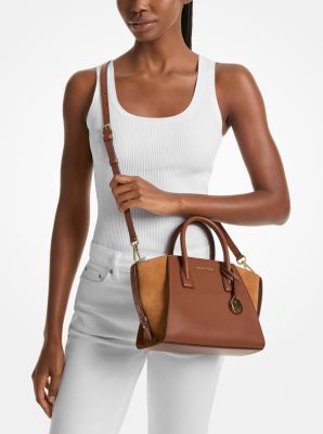 Avril Small Pebbled Leather Satchel in LUGGAGE | Michael Kors