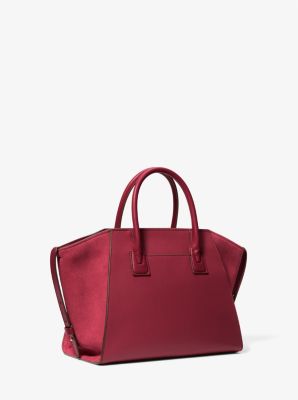 Avril Large Leather and Suede Satchel