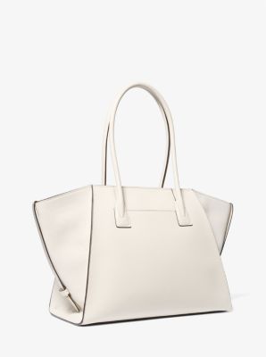 Avril Extra-Large Leather and Suede Tote Bag in LT CREAM | Michael Kors