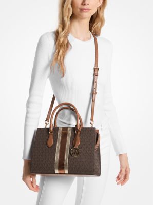 Sheila Medium Signature Logo and Metallic Satchel image number 2