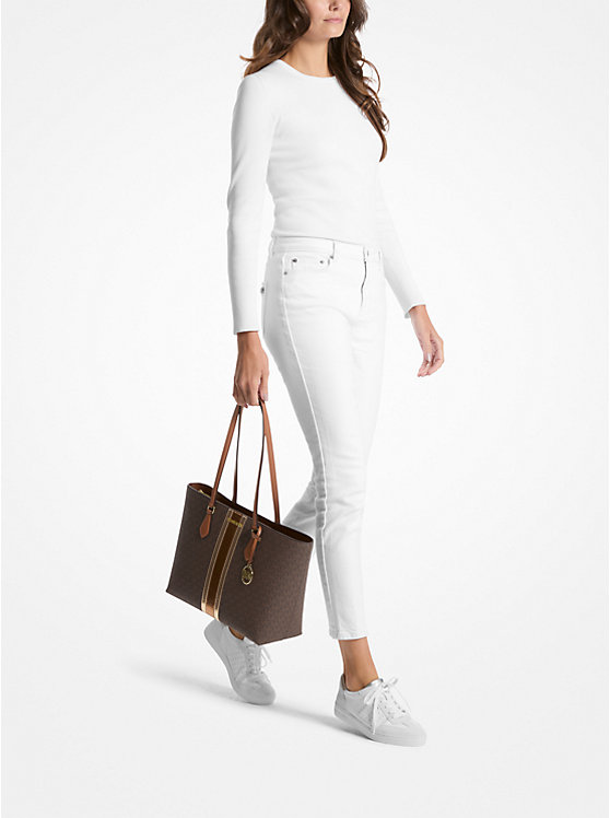 Sheila Large Signature Logo and Metallic Tote Bag | Michael Sheila Large Signature Logo and Metallic Tote Bag | Michael