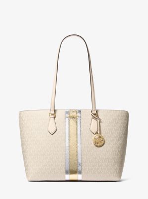 Sheila Large Signature Logo and Metallic Tote Bag