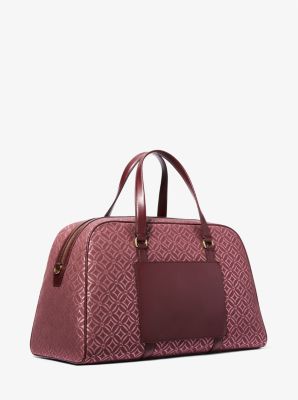 Michael Kors Jet Set Travel Extra Large Metallic Logo Jacquard Weekender Bag in Red One Size