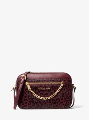 Jet Set Large Leopard-Print Calf Hair Crossbody Bag