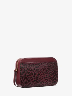 Jet Set Large Leopard-Print Calf Hair Crossbody Bag image number 2