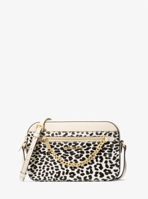 Jet Set Large Leopard-Print Calf Hair Crossbody Bag image number 0