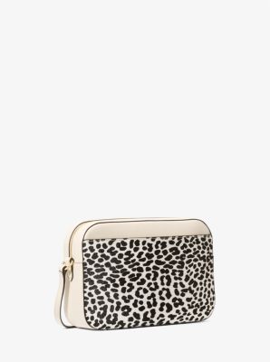 Jet Set Large Leopard-Print Calf Hair Crossbody Bag image number 2