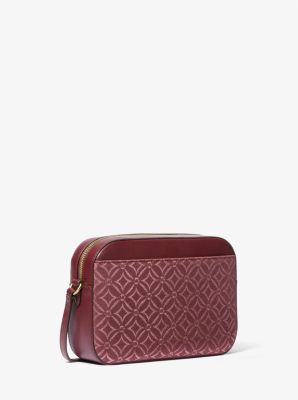 Jet Set Large Metallic Logo Jacquard Crossbody Bag