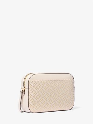 Jet Set Large Metallic Logo Jacquard Crossbody Bag