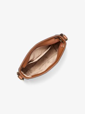 Petit sac messager Jet Set Travel m&eacute;tallis&eacute; &agrave; logo Signature in BRUN | Michael Kors