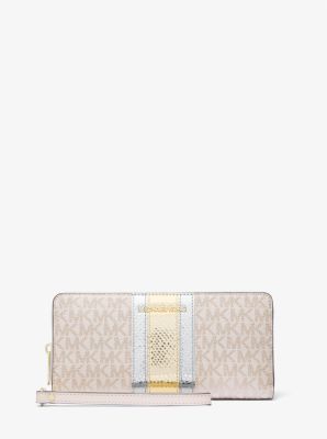 Michael Kors authentic jet set large continental wallet vanilla pink