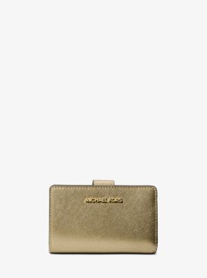Jet Set Medium Metallic Saffiano Leather Bi-Fold Wallet