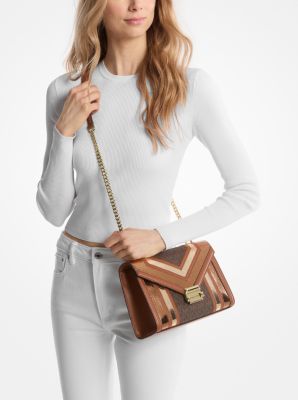 Whitney Medium Signature Logo and Metallic Shoulder Bag