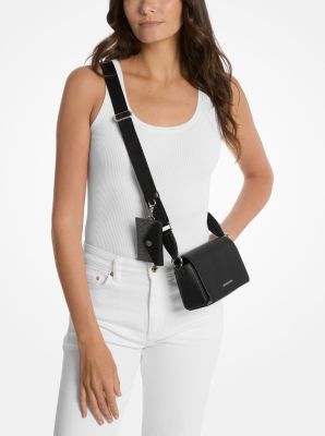 Borsa a tracolla Vincent piccola in pelle Saffiano con porta carte di credito con logo