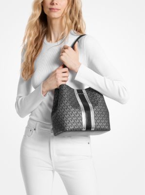 Pratt Medium Signature Logo and Metallic Shoulder Bag