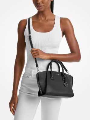 Avril Small Leather and Suede Satchel