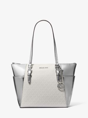 Charlotte Large Signature Logo and Metallic Tote Bag image number 0