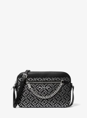 Jet Set Large Metallic Logo Jacquard Crossbody Bag image number 0